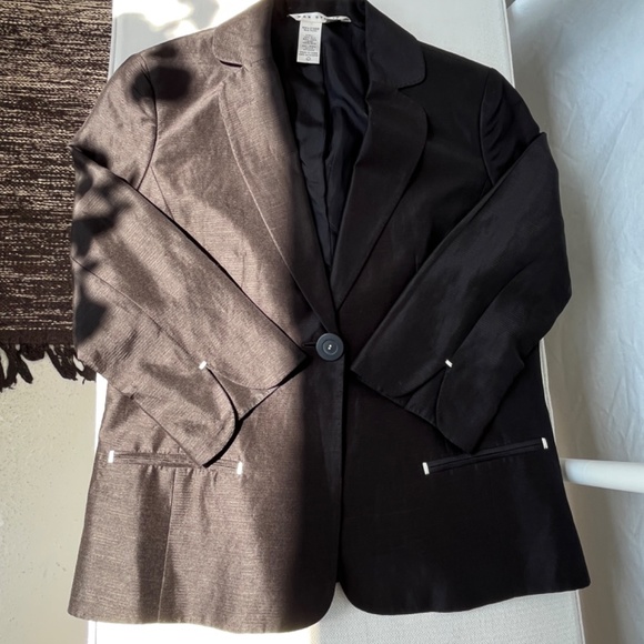 Studio (8 US) silk & linen one-button blazer in black - Picture 8 of 16